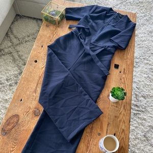 Navy belted jumpsuit